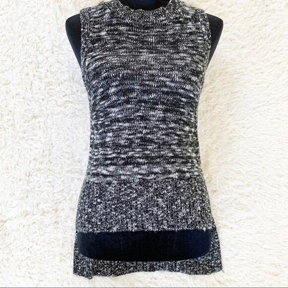 EXPRESS Black & White Sleeveless High Low Sweater size Small - Picture 1 of 7